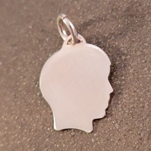 Vintage Sterling Silver Boy Head Engravable Charm - Picture 2 of 4